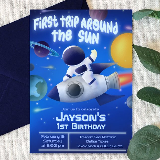 First Trip Around the Sun - Outer Space Invitation (First Trip Around the Sun - Outer Space Invitation)