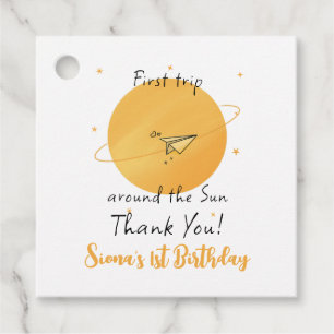 First Trip Around The Sun Paper Aeroplane Birthday Favour Tags