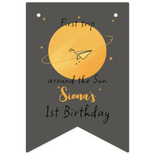 First Trip Around The Sun Paper Airplane Birthday Bunting