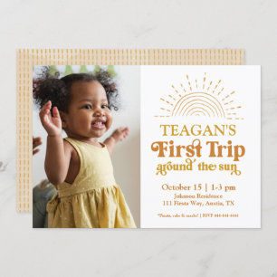 First Trip Around The Sun Photo First Birthday Invitation