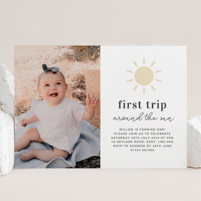 First Trip Around The Sun Photo Invitation (Creator Uploaded)