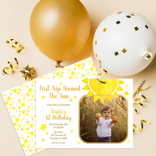 First Trip Around the Sun Photo Thank You Card – B (Creator Uploaded)