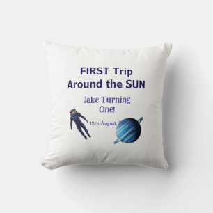 First trip around the sun planet astronaut birthda cushion