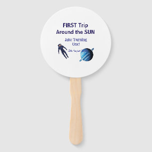 First trip around the sun planet astronaut birthda hand fan