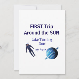 First trip around the sun planet astronaut birthda invitation