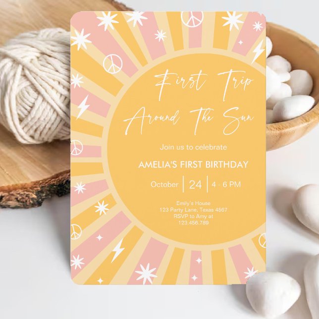 First Trip around the Sun Rainbow 1st Birthday Invitation (First Trip around the Sun Rainbow 1st Birthday Invitation)