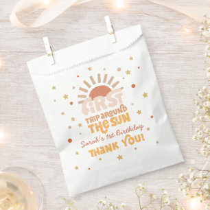 First Trip Around The Sun Retro Groovy Thank You  Favour Bag