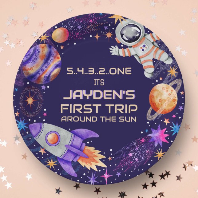First Trip Around the Sun Rocket Astronaut Space Paper Plate (First Trip Around the Sun Rocket Astronaut Space Paper Plates)