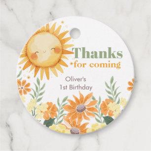 First Trip Around the Sun Round Birthday Favour Tags
