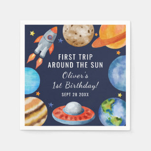 First Trip Around the Sun Space 1st Birthday Napkin