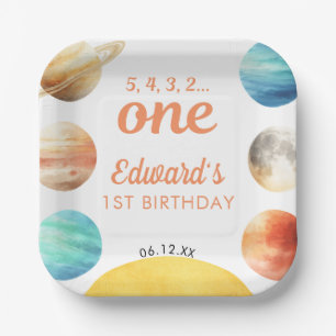 First Trip Around The Sun Space 1st Birthday Paper Plate