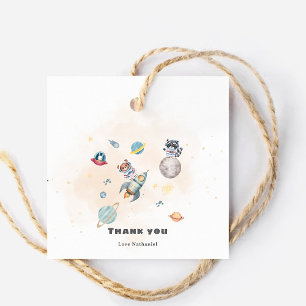 First Trip Around the Sun space animals Birthday Favour Tags