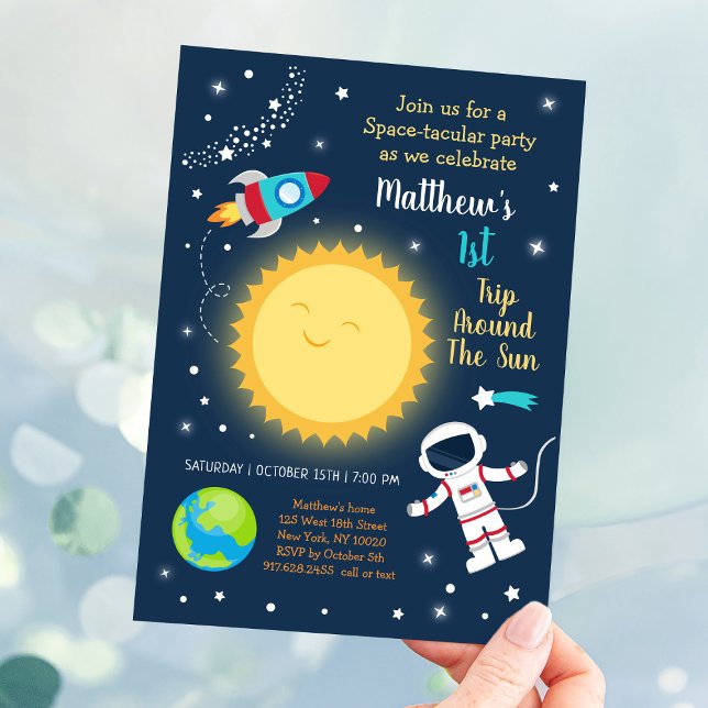 First Trip Around The Sun Space Birthday Invitation (Creator Uploaded)