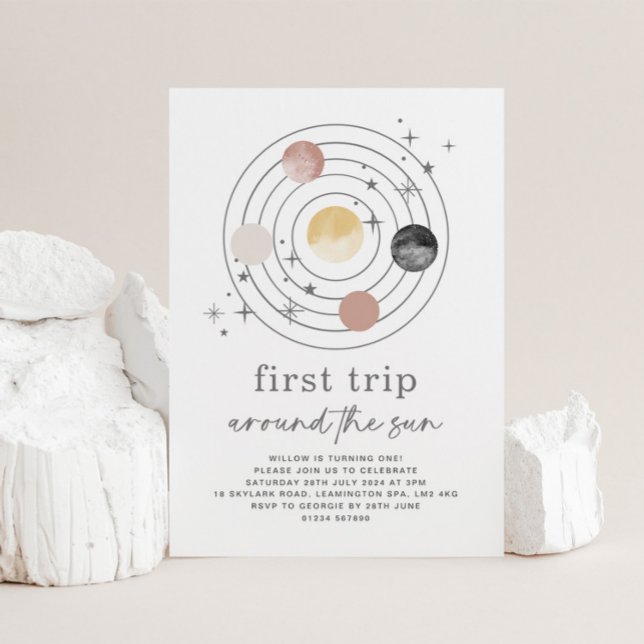 First Trip Around The Sun Space Birthday Invite (Creator Uploaded)
