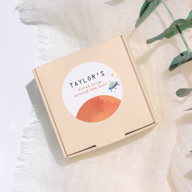 First Trip Around The Sun Space Boy Birthday Classic Round Sticker (Creator Uploaded)