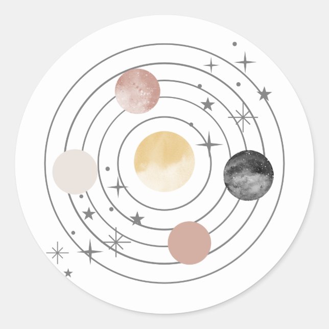 First Trip Around The Sun Space Classic Round Sticker (Front)