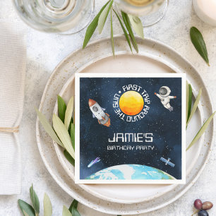 First Trip Around The Sun Space Theme 1st Birthday Napkin