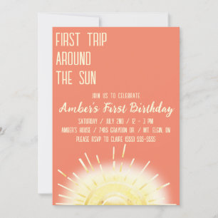 First Trip Around the Sun, Sunrise 1st Birthday Invitation