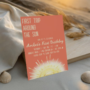 First Trip Around the Sun, Sunrise 1st Birthday Invitation
