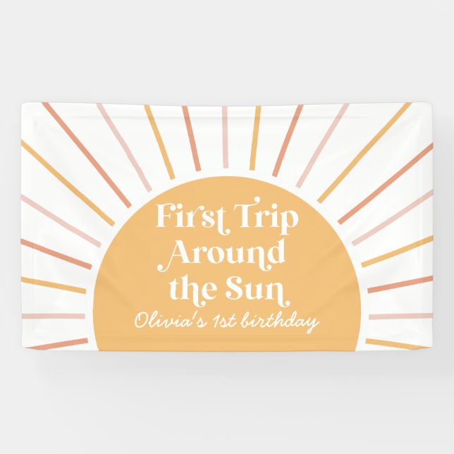 First Trip around the Sun Sunshine 1st birthday Banner (Horizontal)