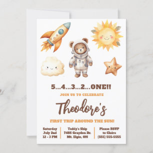 First Trip Around the Sun, Teddy Bear 1st Birthday Invitation