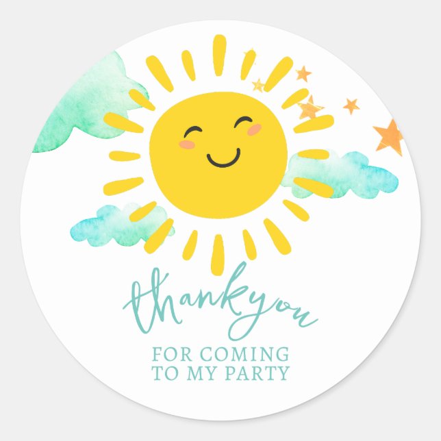 First Trip Around The Sun Thank You Party Sticker (Front)