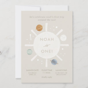 ‘First Trip’ Sun Space 1st Birthday Invitation