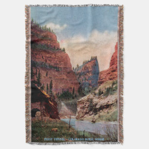 First Tunnel - Colorado Royal Gorge Throw Blanket