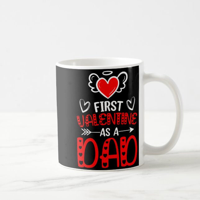 First Valentine As A Dad Heart New Father Valentin Coffee Mug (Right)
