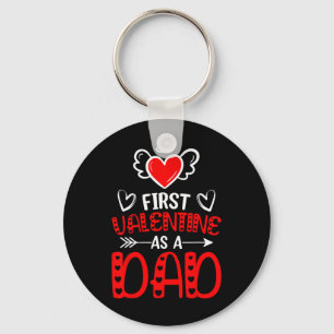 First Valentine As A Dad Heart New Father Valentin Key Ring
