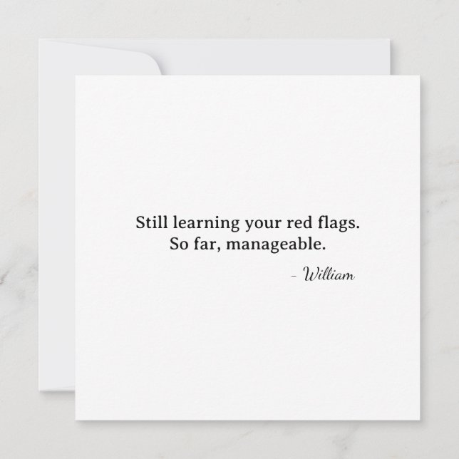 First Valentine Fox Cupid - manageable red flags Card (Back)