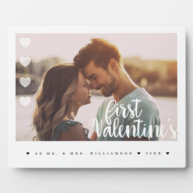 First Valentine's as Mr & Mrs Minimal Couple Photo Plaque (Front)