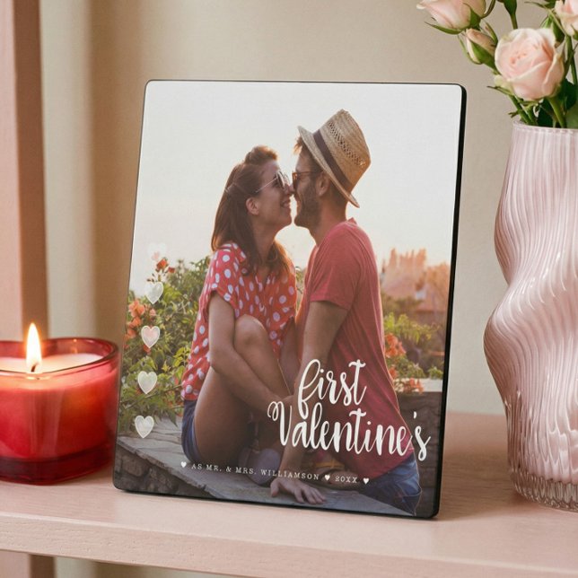 First Valentine's as Mr & Mrs Minimal Couple Photo Plaque (First Valentine's as Mr & Mrs Minimal Couple Photo Plaque)