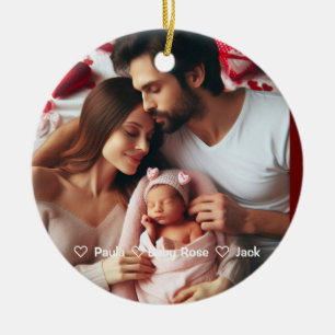 First Valentines Day Grandmother Custom Photo Ceramic Ornament