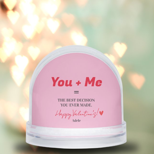First Valentine's Day Modern Pink And White Heart Snowglobe (First Valentine's Day Modern Pink And White Heart Snow Globes)