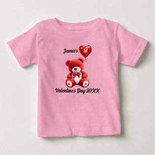 First Valentine's Day Personalised Teddy Bear Baby T-Shirt