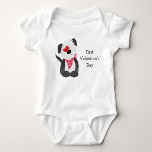 First Valentines Day Puppy Hearts Baby Bodysuit