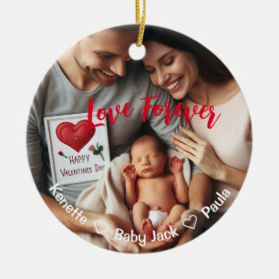 First Valentines Day Together Custom Photo Ceramic Ornament