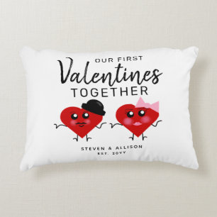 First Valentines Day Together Red Heart Girlfriend Decorative Cushion
