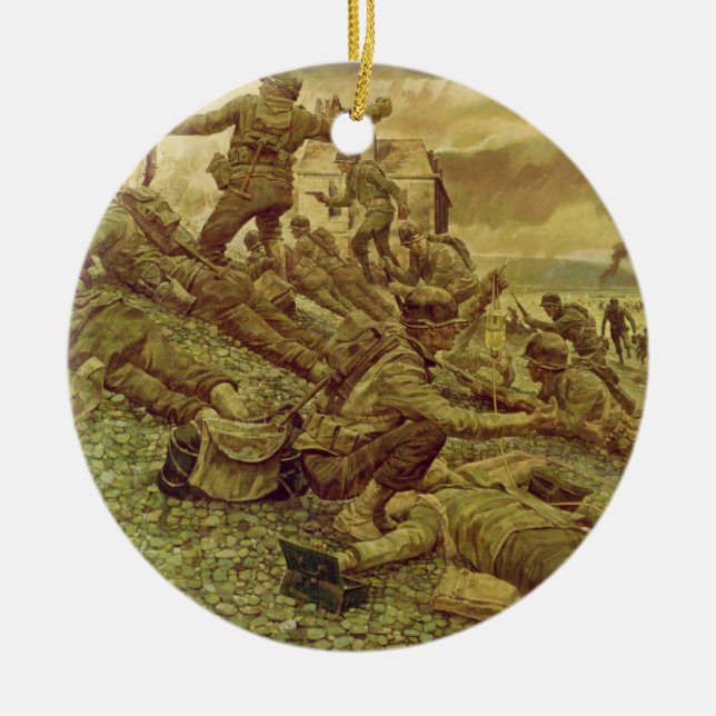 First Wave at Omaha by Ken Riley Ceramic Tree Decoration (Front)