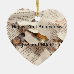 First Wedding Anniversary Editable Ceramic Ornament
