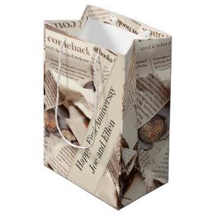 First Wedding Anniversary Editable  Medium Gift Bag