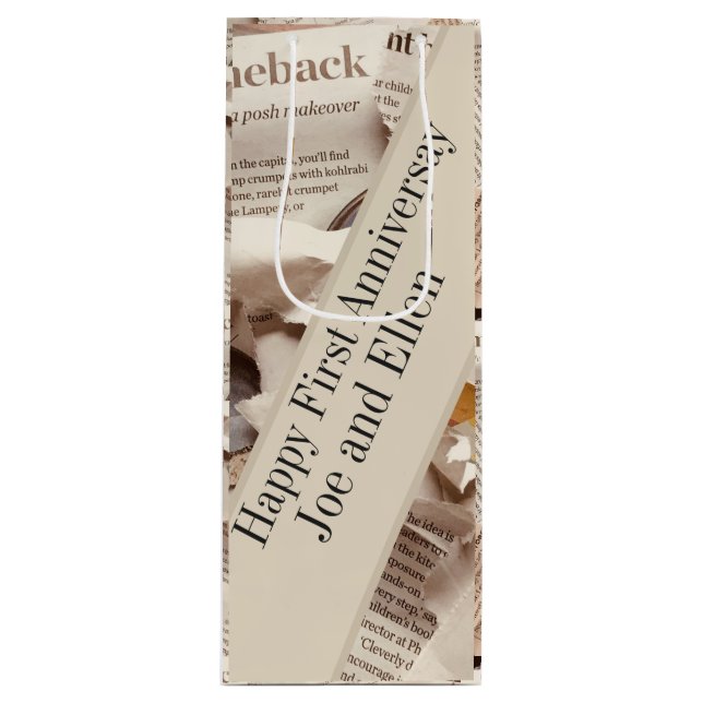 First Wedding Anniversary Editable  Wine Gift Bag (Front)