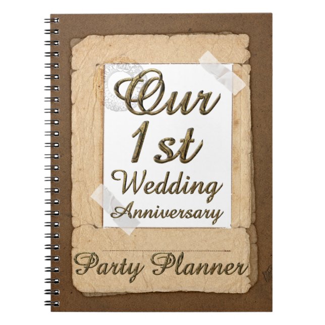 First Wedding Anniversary Party Planner Paper Notebook (Front)