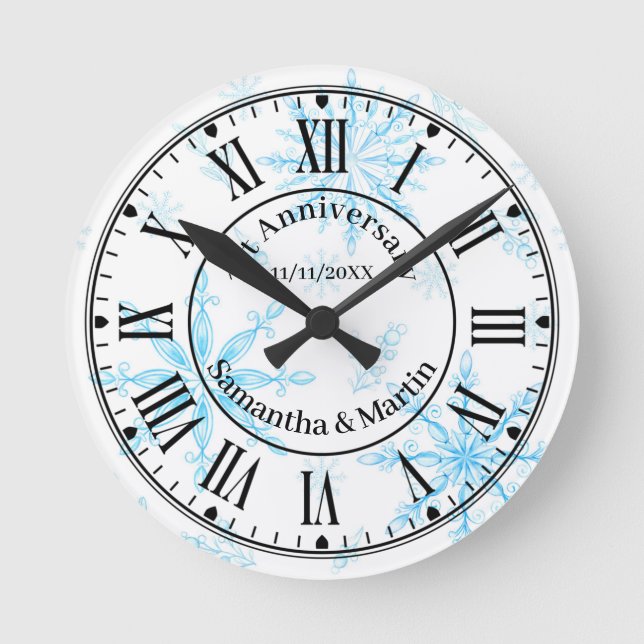 First Wedding Anniversary  Round Clock (Front)