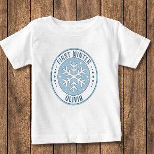 First Winter Baby Milestone Snowflake T-Shirt