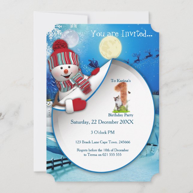 First Winter Holiday Birthday Party Invitation (Front)
