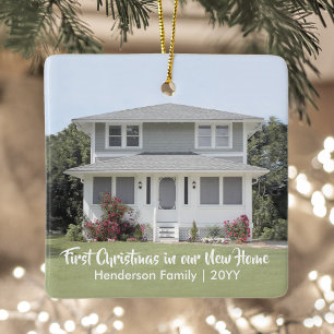First Xmas Chic Modern Script House Photo New Home Ceramic Ornament
