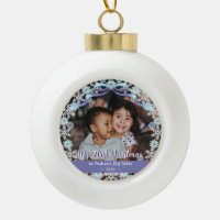 First Xmas Grandma Snowflakes Ribbon Light Blue 