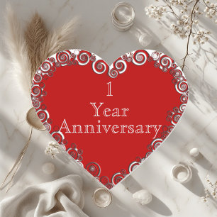 First Year Anniversary Milestone Romantic Modern  Heart Sticker